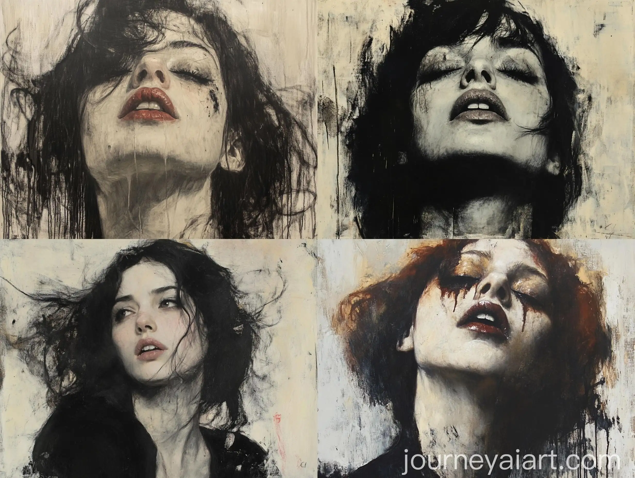 Portrait-of-a-Young-Woman-in-Charcoal-and-Oil-Paint-by-Lita-Cabellut