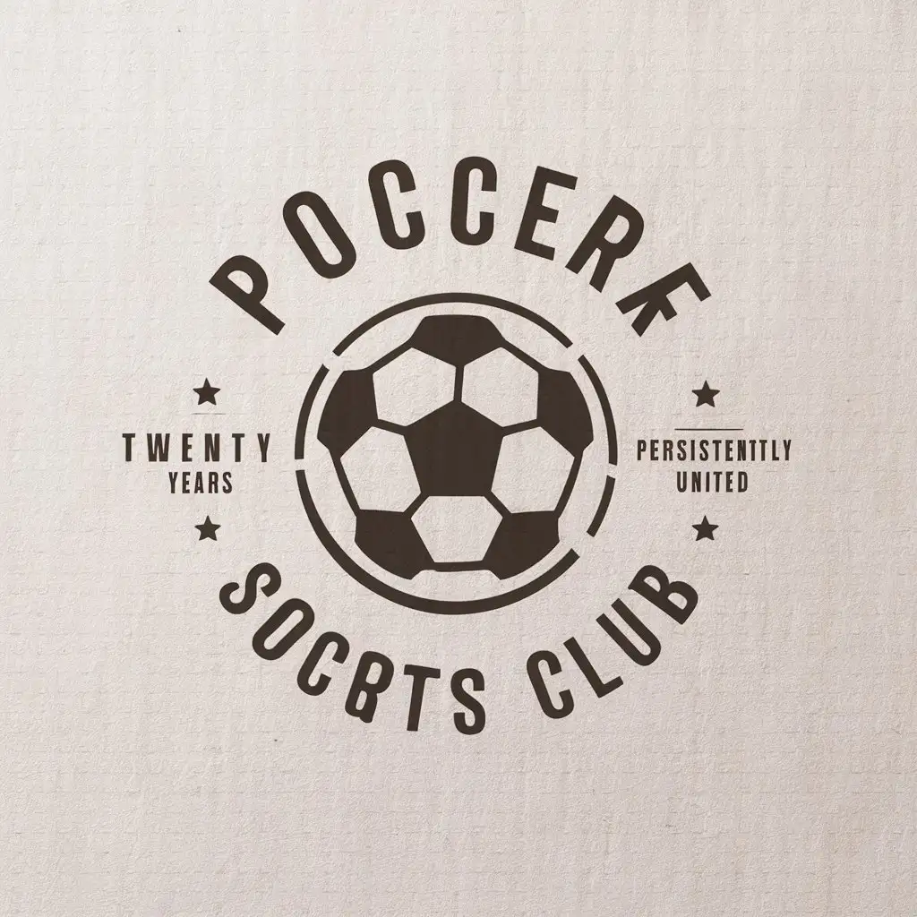 a vector logo design,with the text "soccer club", main symbol:persevere twenty years persistently united,Moderate,be used in Sports Fitness industry,clear background