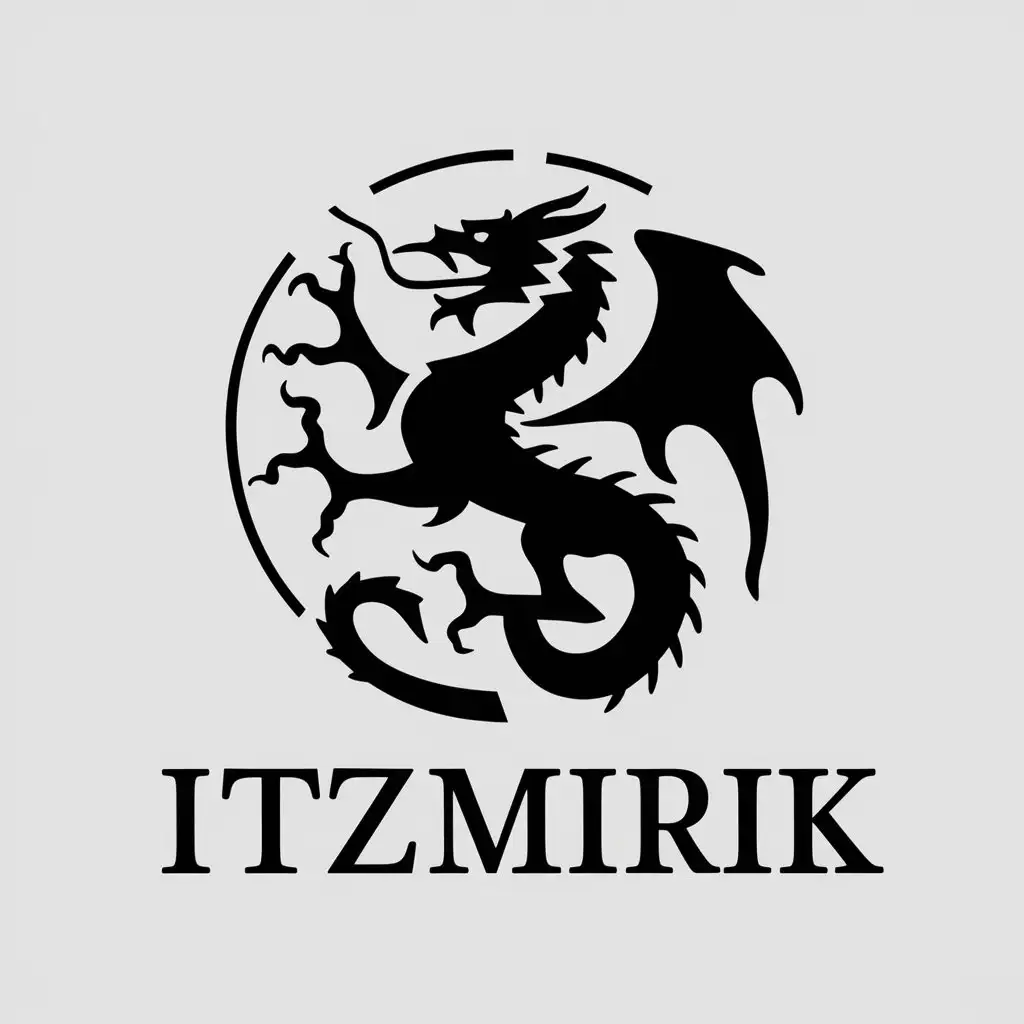 a vector logo design,with the text "ItzMirik", main symbol:Dragon,complex,clear background