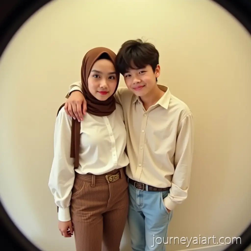 Stylish-Young-Couple-in-a-Photobox-with-Playful-Interaction