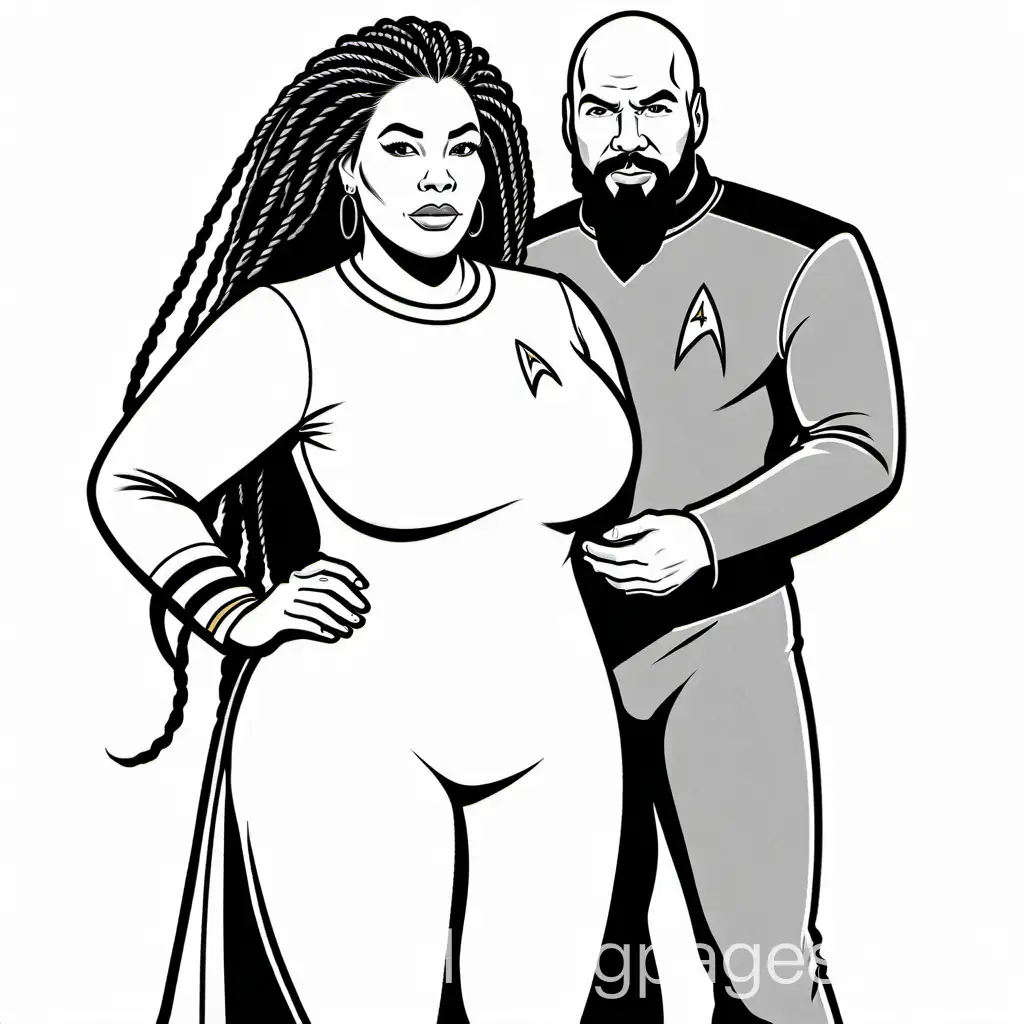 Star-Trek-Themed-Coloring-Page-Featuring-PlusSized-African-American-Couple