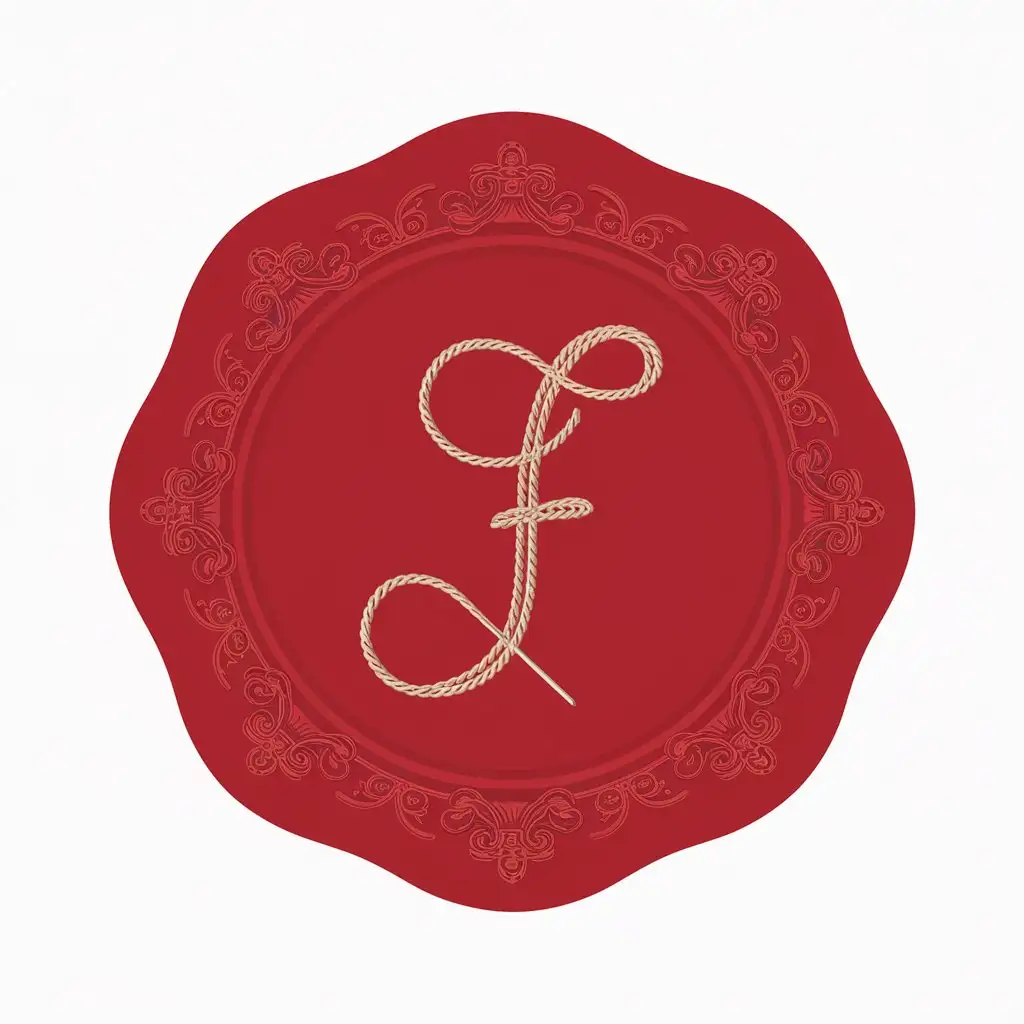 Victorian Style Wax Seal with Needle and Thread Monogram F