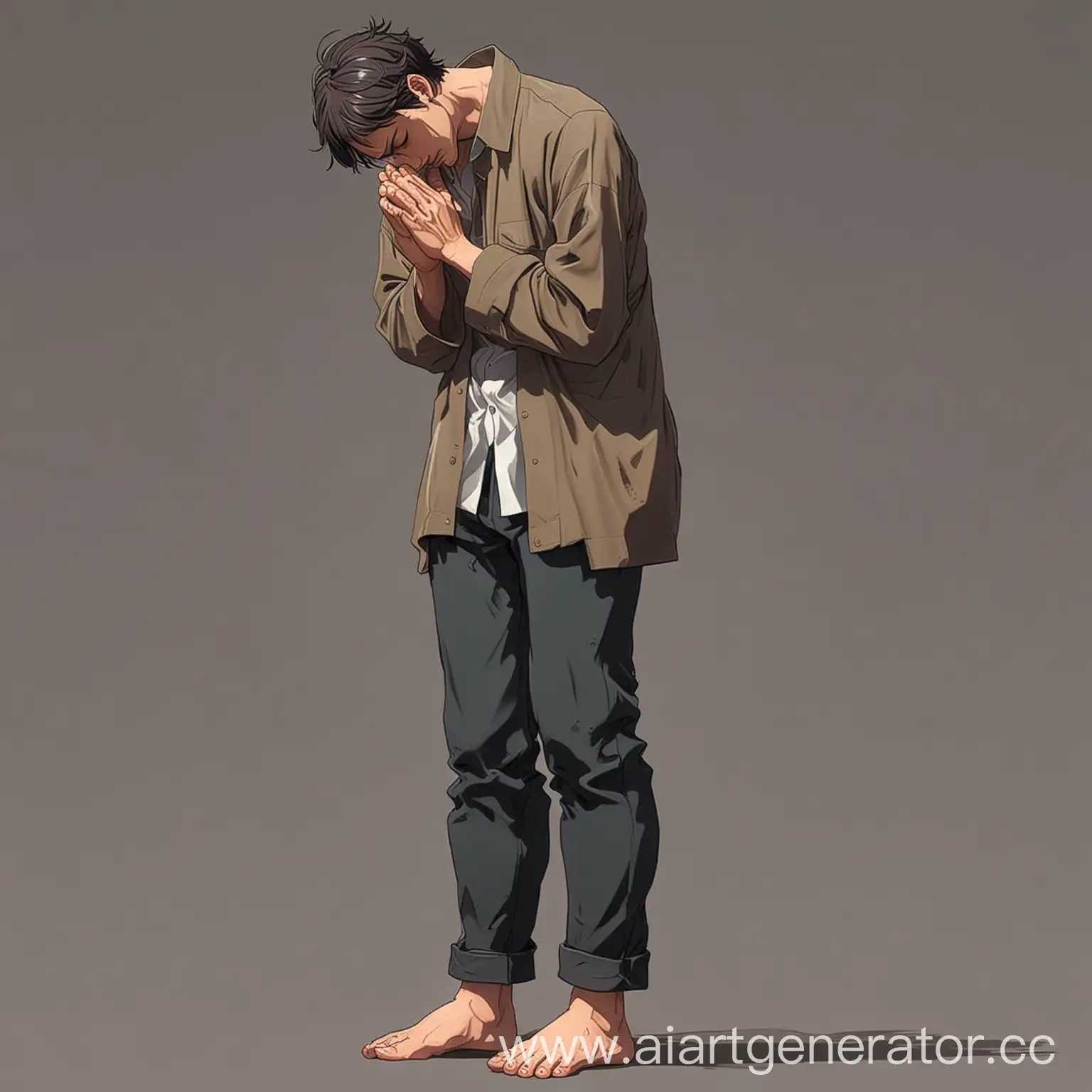 Young-Man-in-Anime-Style-Praying-with-Folded-Hands