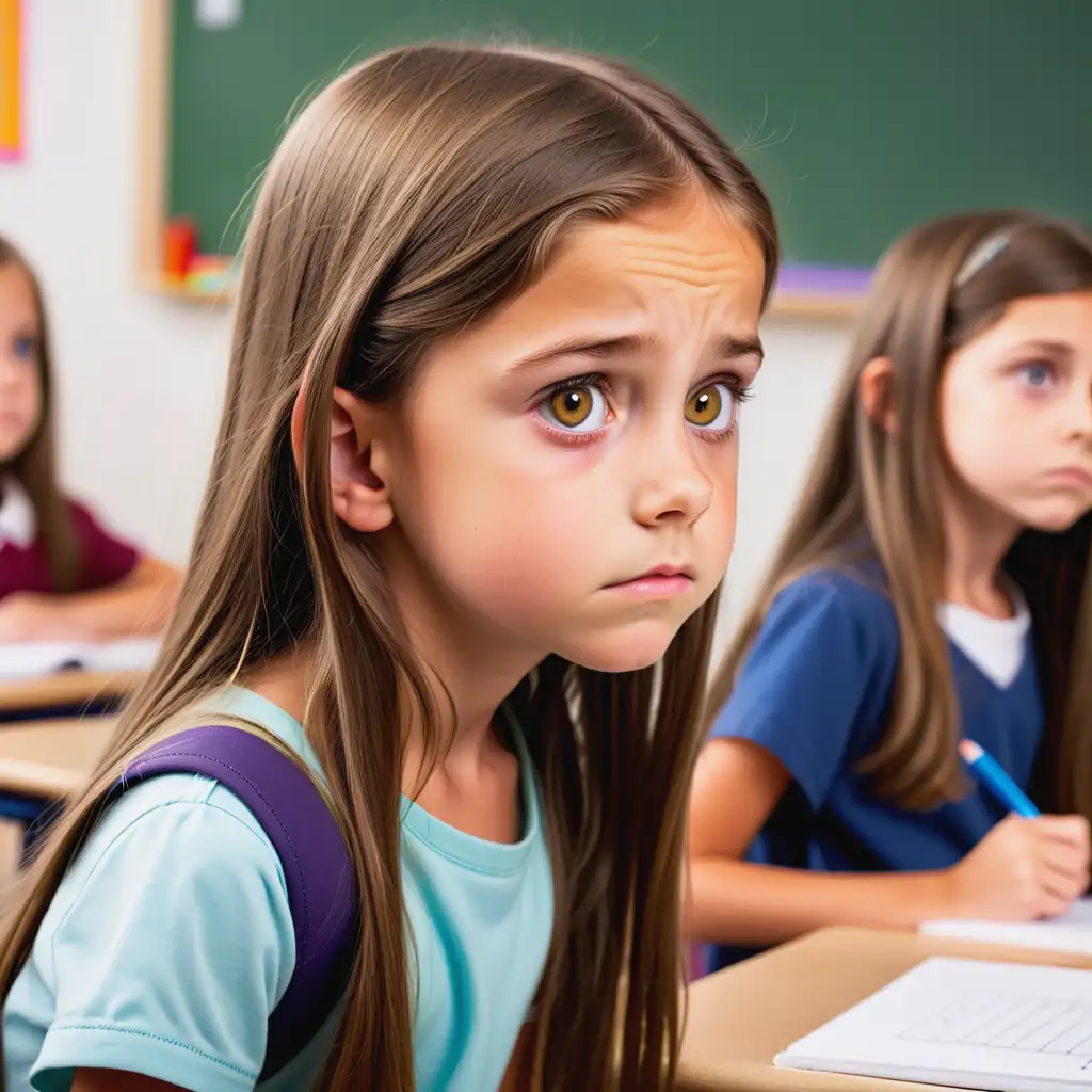 Anxious 8YearOld Girl Feeling Uneasy at School