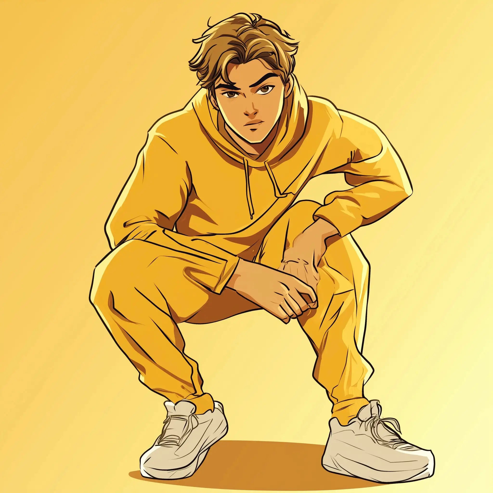 Athletic-Teenage-Boy-in-Yellow-Sporty-Outfit-Comic-Style-Drawing