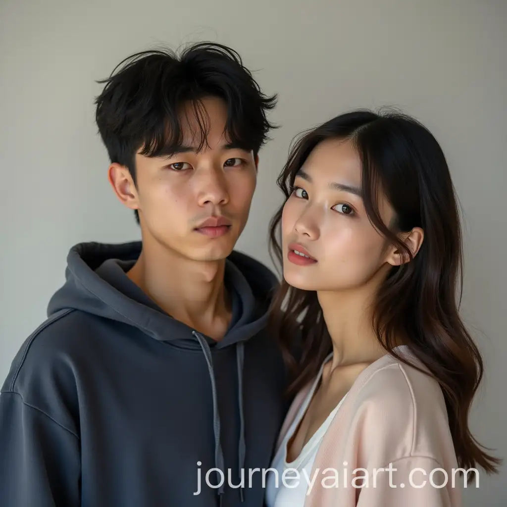 Young-Asian-Couple-Flirting-in-Casual-Clothes