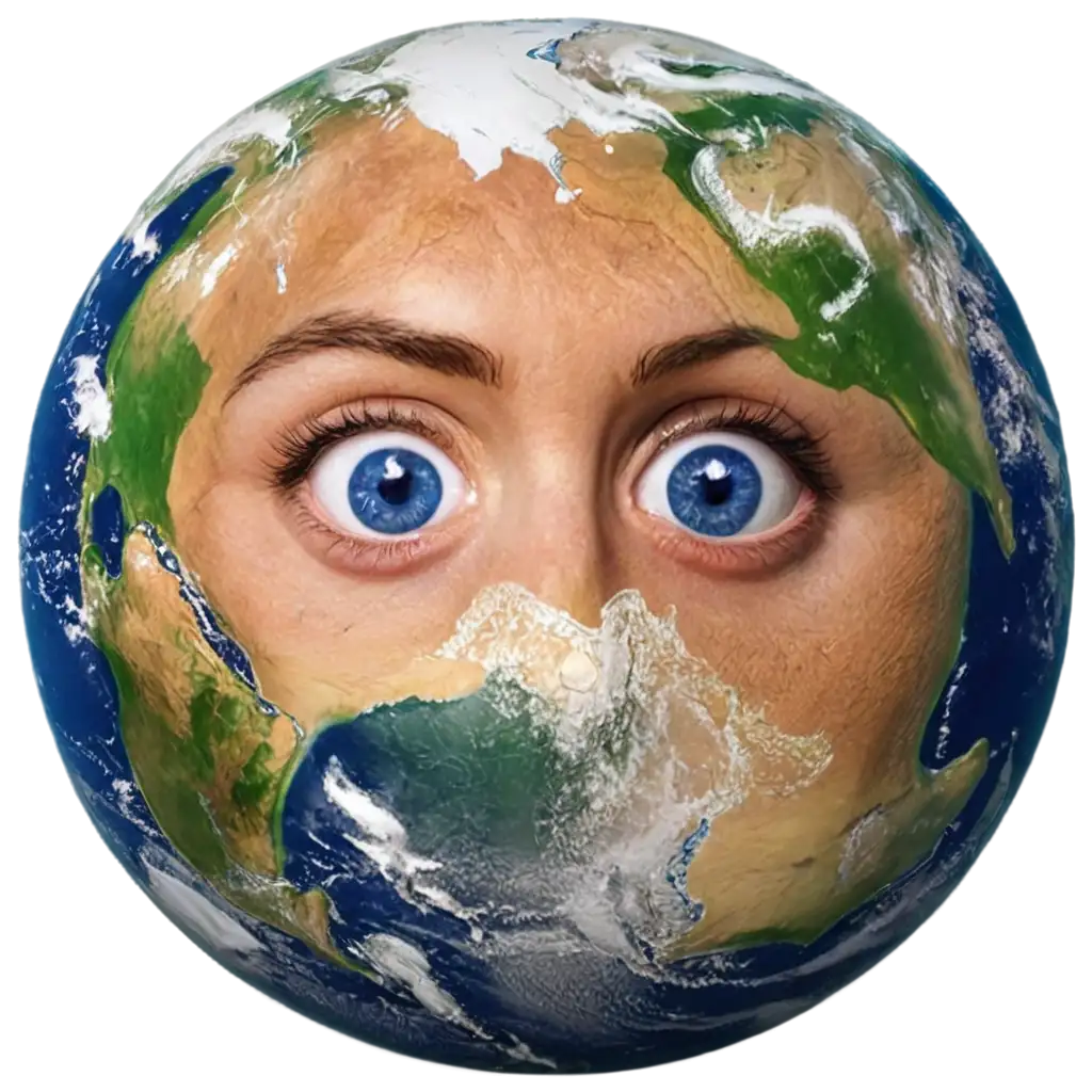 Image of Earth with two eyes on it