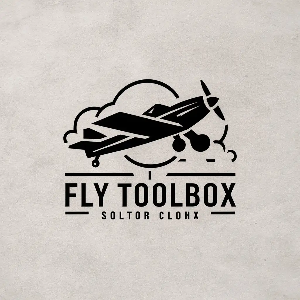 a vector logo design,with the text "fly toolbox", main symbol:airplane, toolbox, cloud,Moderate,be used in Others industry,clear background