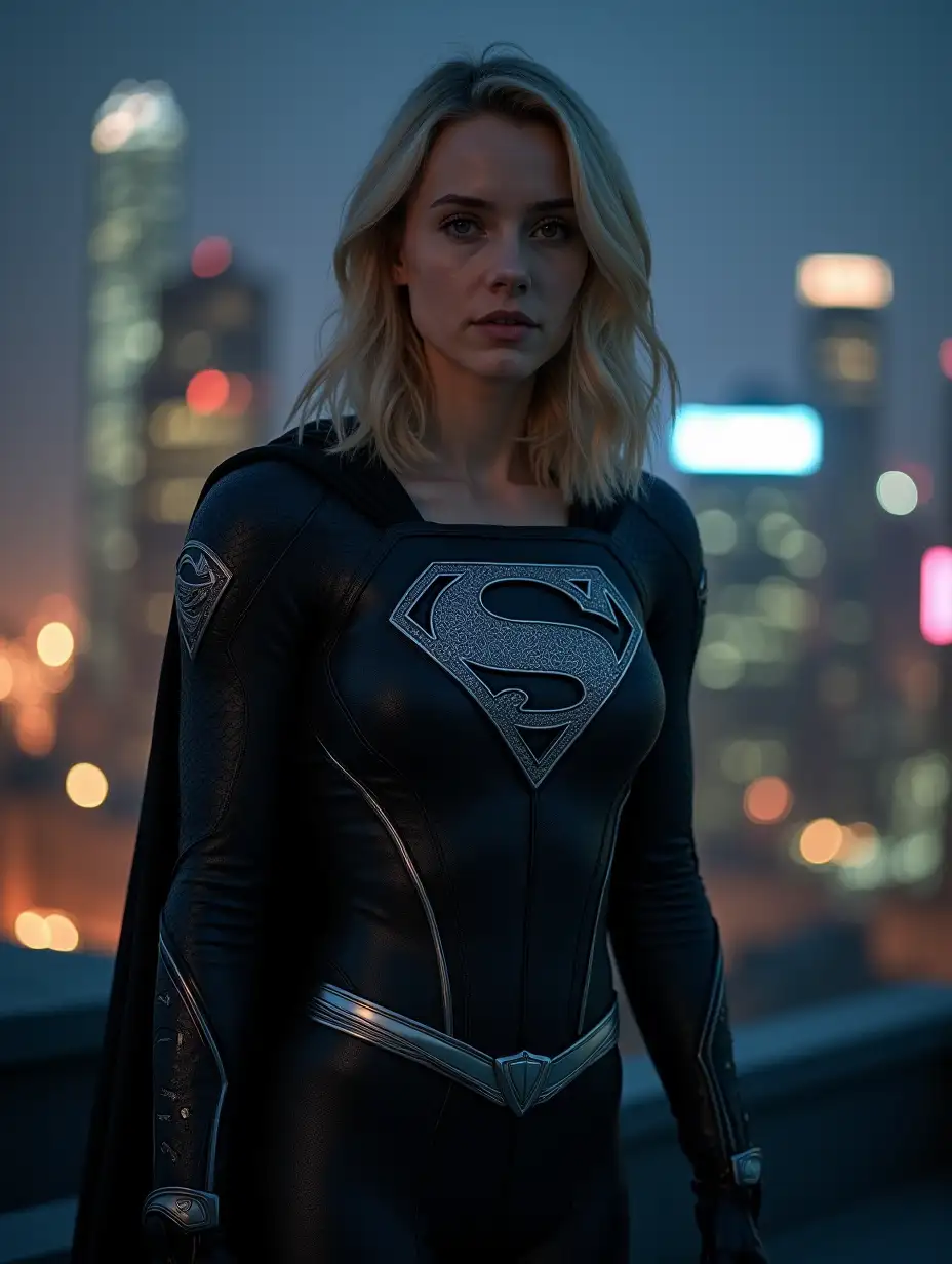 Young-Kara-ZorElSupergirl-in-Sleek-Black-Suit-on-Metropolis-Rooftop-at-Night