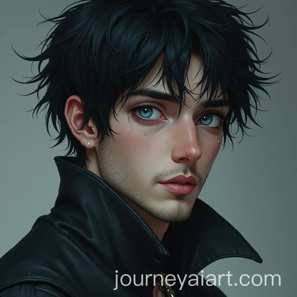 Fae-Prince-with-Blue-Eyes-and-Black-Hair-Tattooed-and-Stubbled