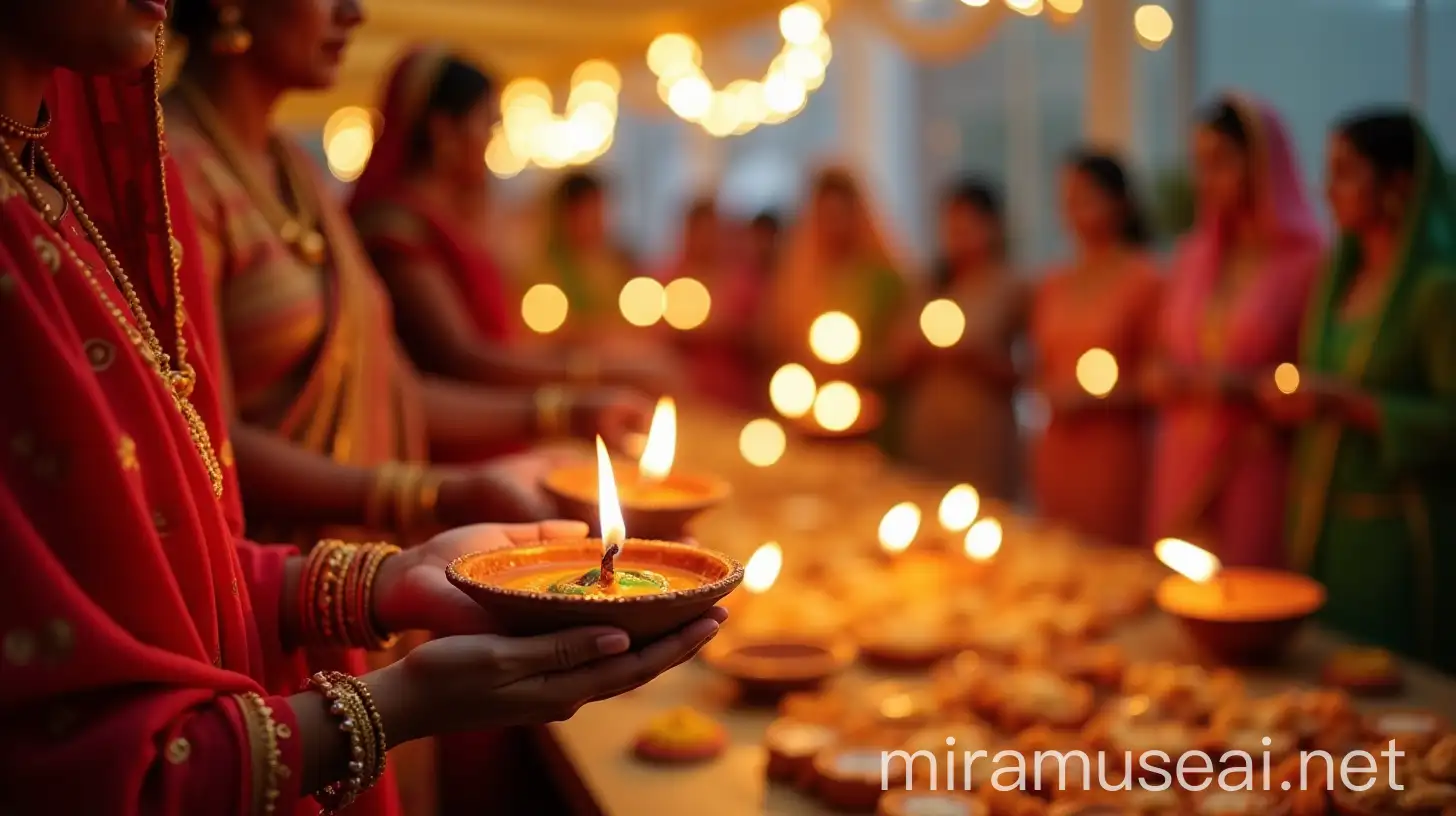 People in Traditional Attire Celebrating Diwali with Sweets in India