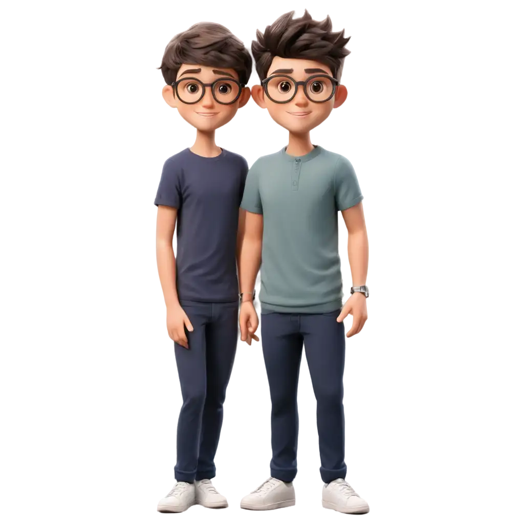 PNG-Image-Prompt-AnalysisRealistic-Cartoon-Boy-with-Short-Hair-and-Glasses-PNG-Image-for-Creative-Projects
