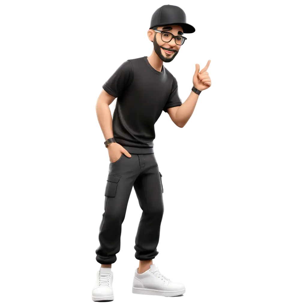 HighQuality-PNG-Image-3D-Caricature-of-a-Guy-in-Hip-Hop-Black-Hat-and-Glasses