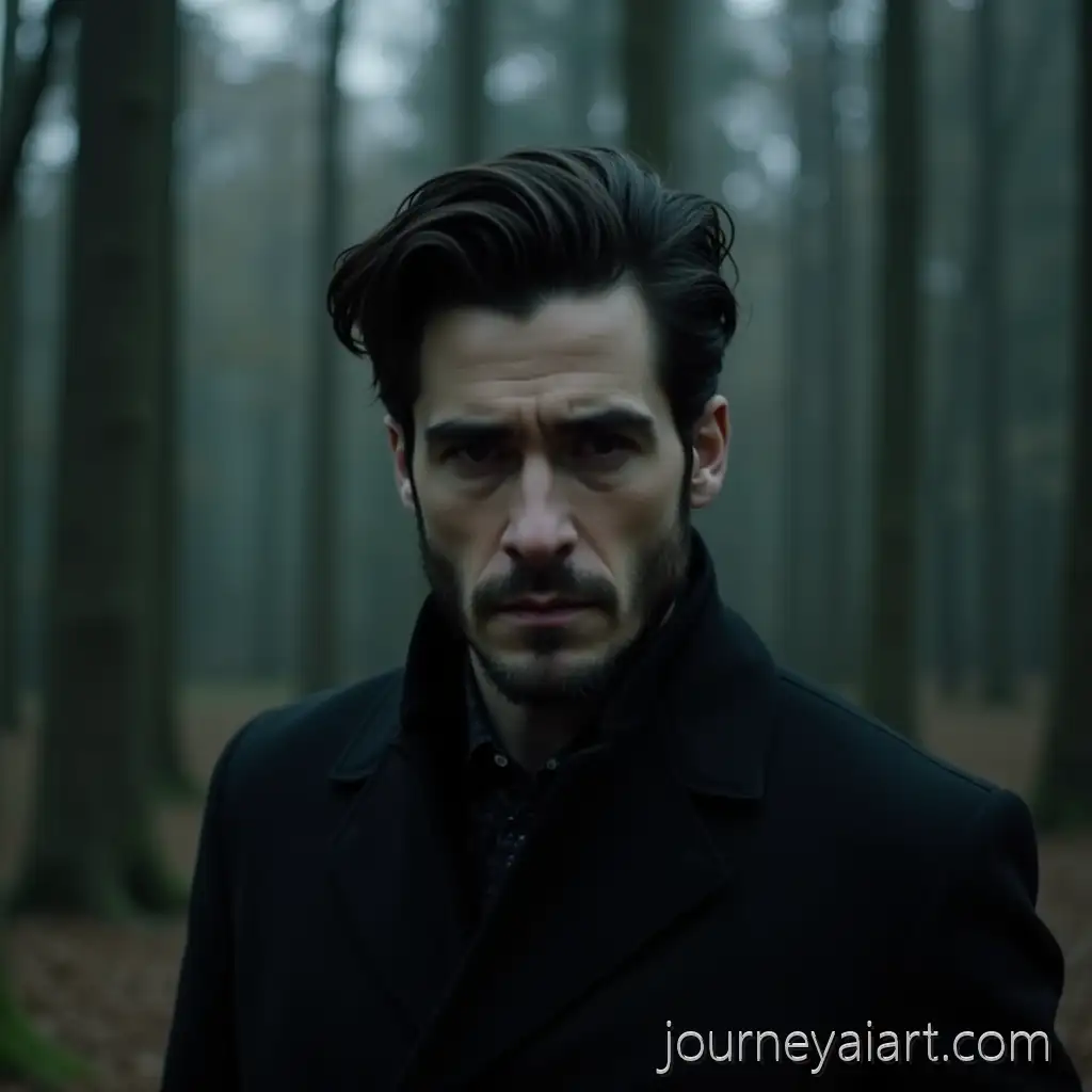 Gothic-ForestMan-in-Dark-Clothes-Forest-Portrait-of-a-Man-Resembling-Jake-Gyllenhaal