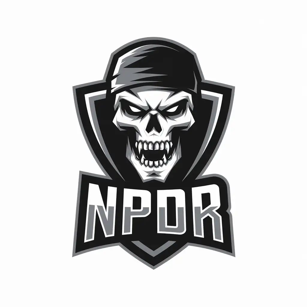 LOGO Design for NPDR Cybersport Style Evil Skull with Bandana for Sports Fitness