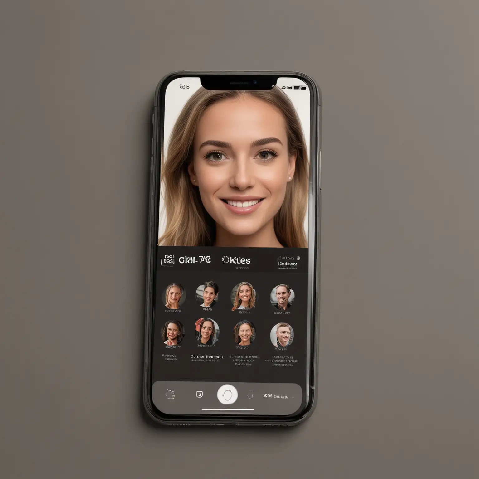 mockup of a face rating iphone app on iphone 14