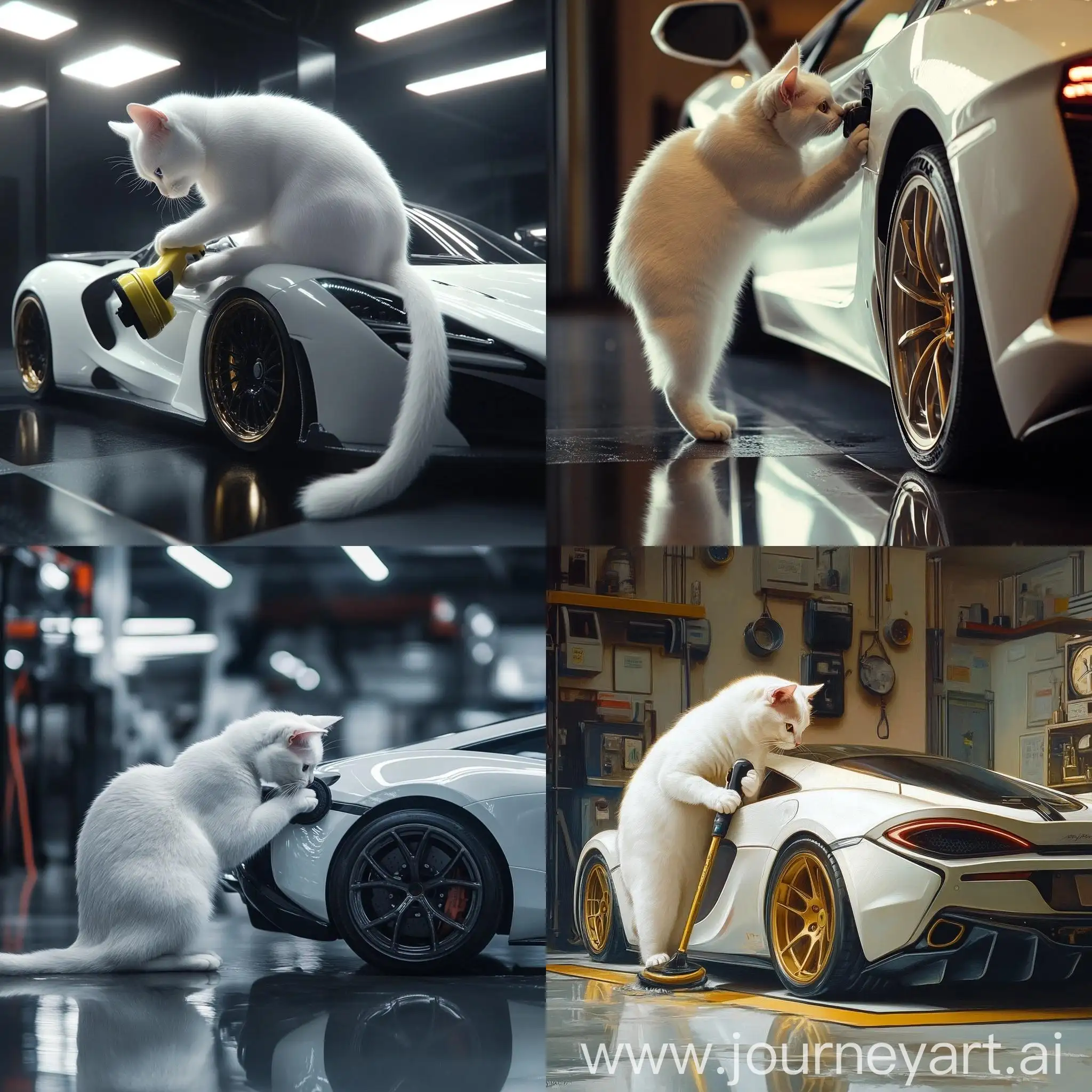 Smart-White-Cat-Polishing-Supercar