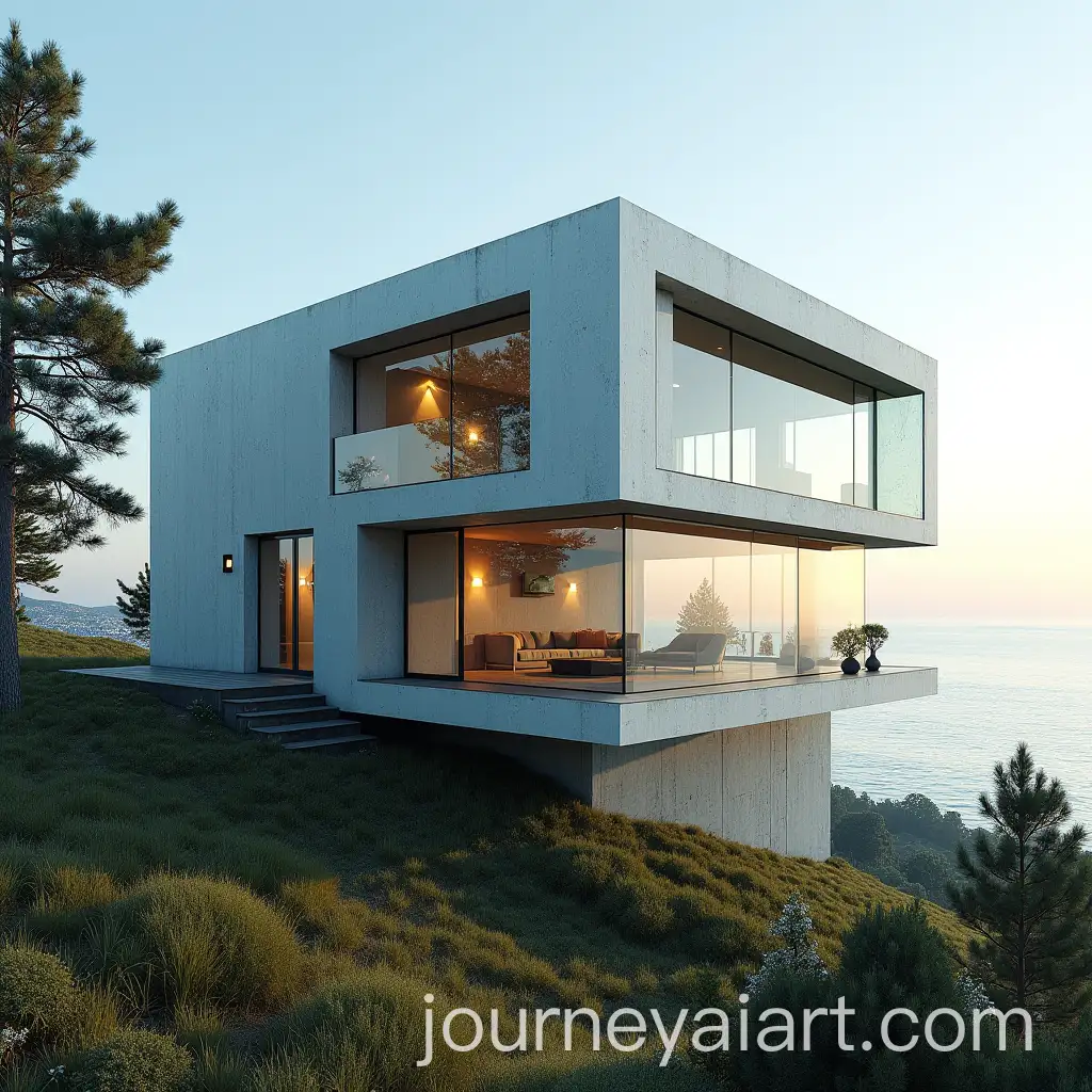 Futuristic-Glass-and-Metal-House-Overlooking-City-and-Sea