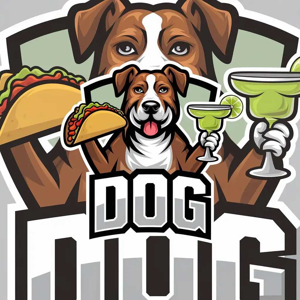 LOGO Design for Dog Dog Holding Taco and Margarita with Lime Moderate Style on Clear Background