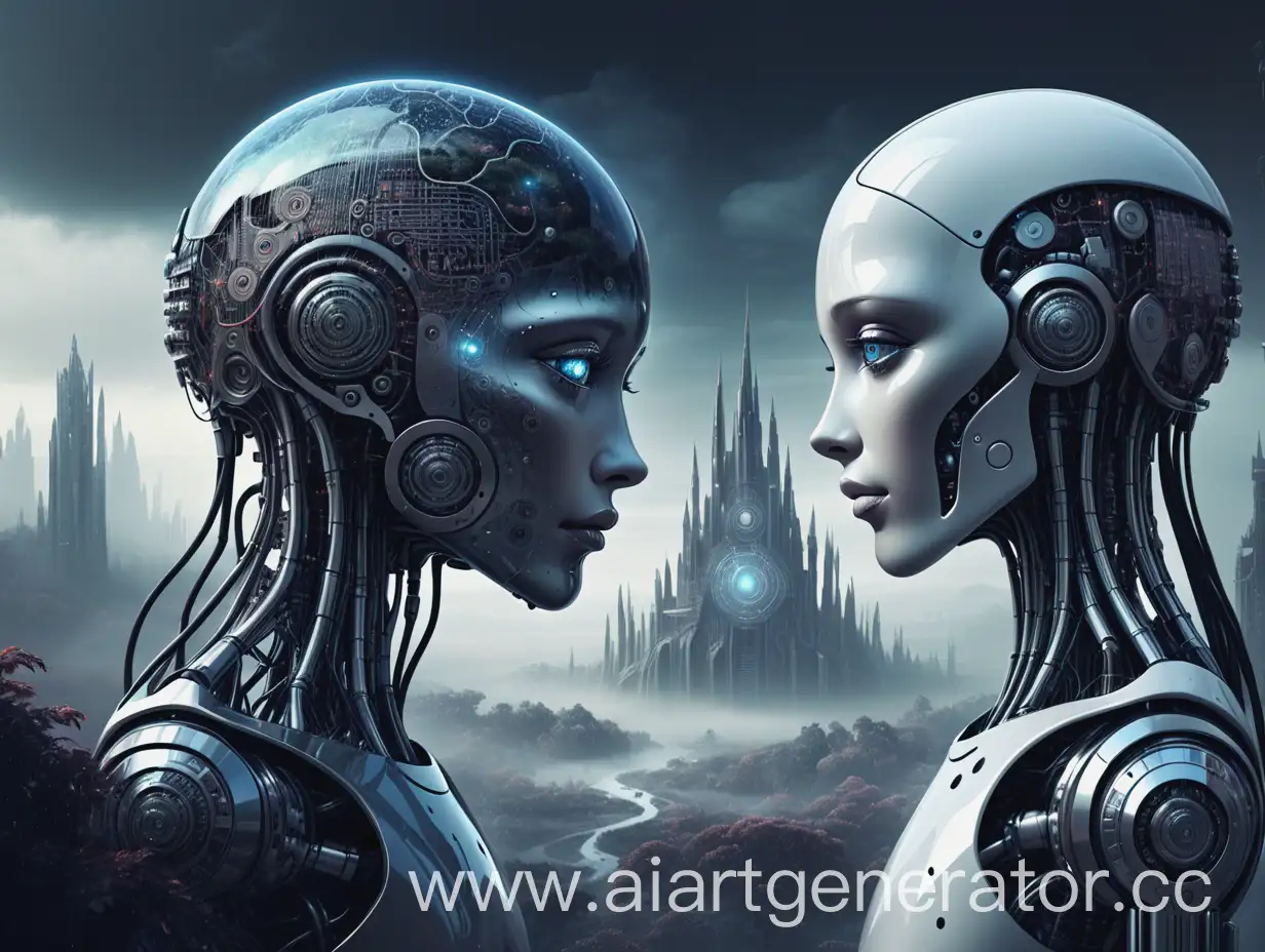 artificial intelligence, fantasy gloomy world