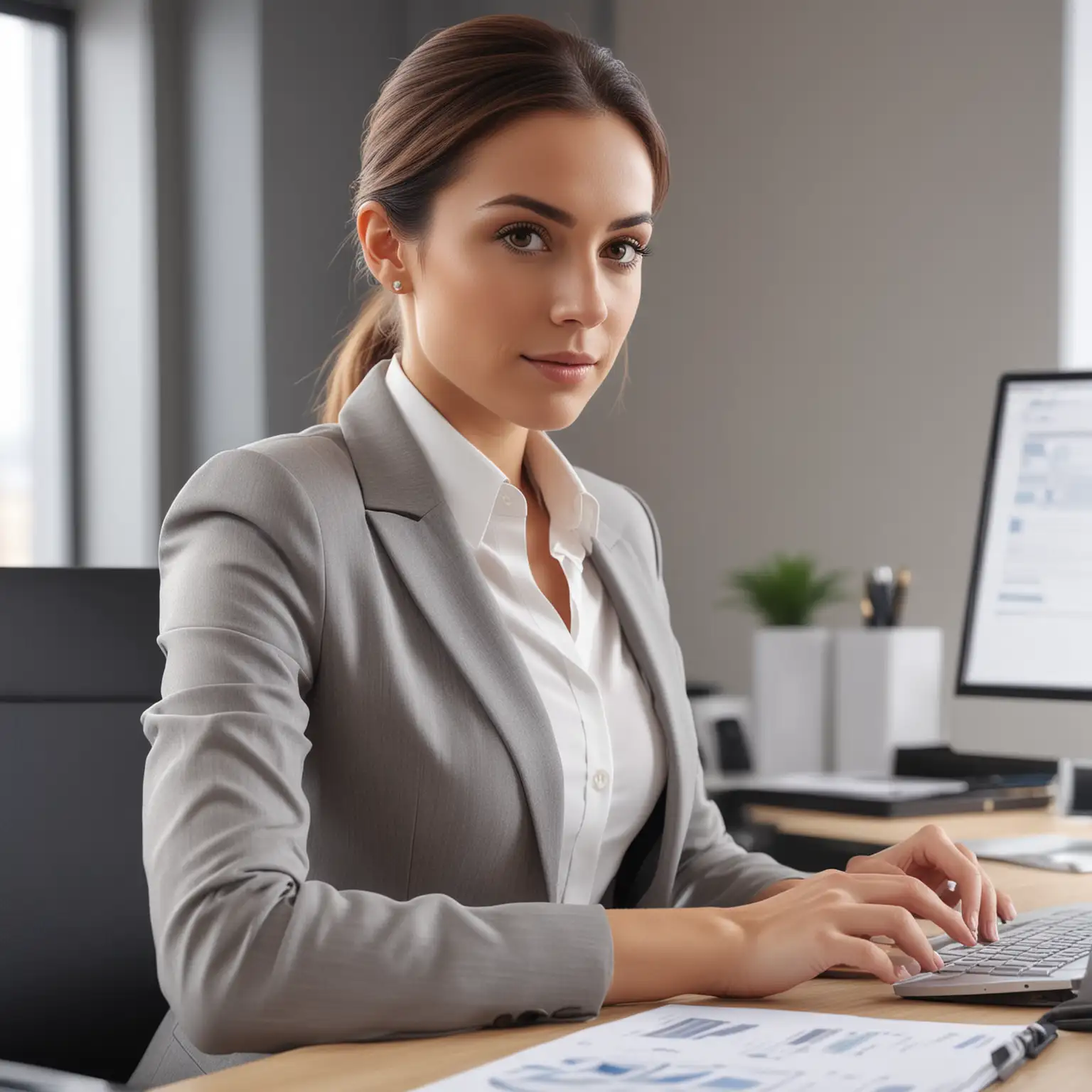 Professional-Woman-Working-at-Desk-in-Modern-Office-Setting