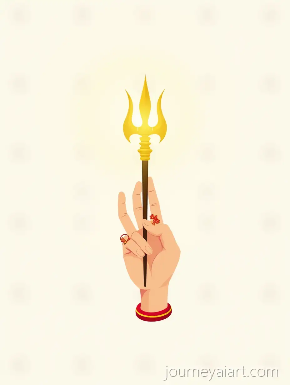 Minimalistic-Navratri-Artwork-Featuring-Goddess-Durgas-Hand-Holding-Glowing-Golden-Trident
