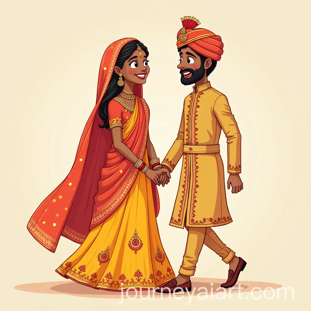 Joyful-Indian-Couple-Wedding-Illustration-in-Full-Body