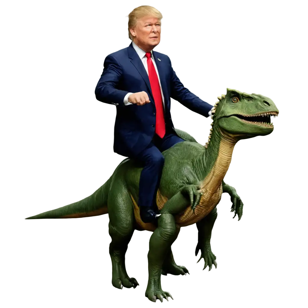 Realistic-Donald-Trump-Riding-a-Dinosaur-PNG-A-Unique-Visual-for-Creative-Projects