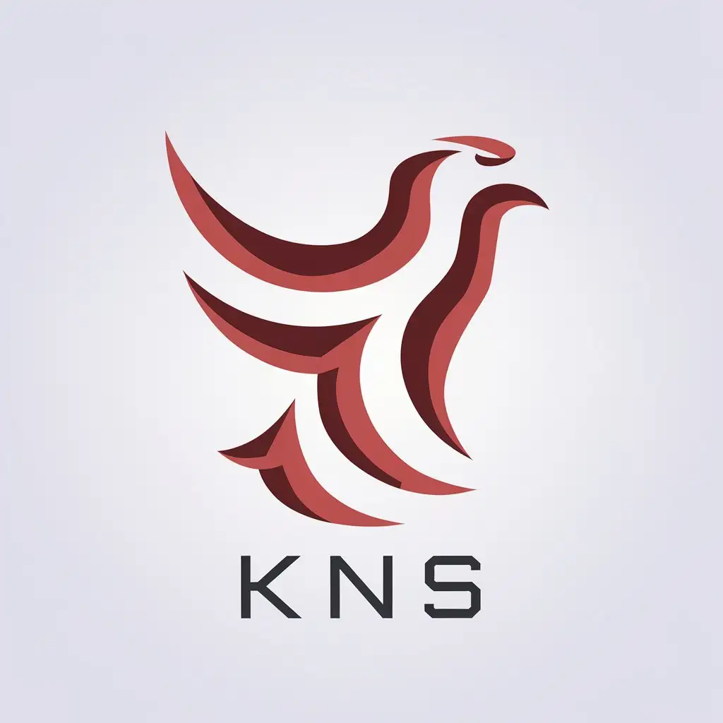 LOGO Design for KNS Abstract Eagle in Red and White for Sports Fitness Industry