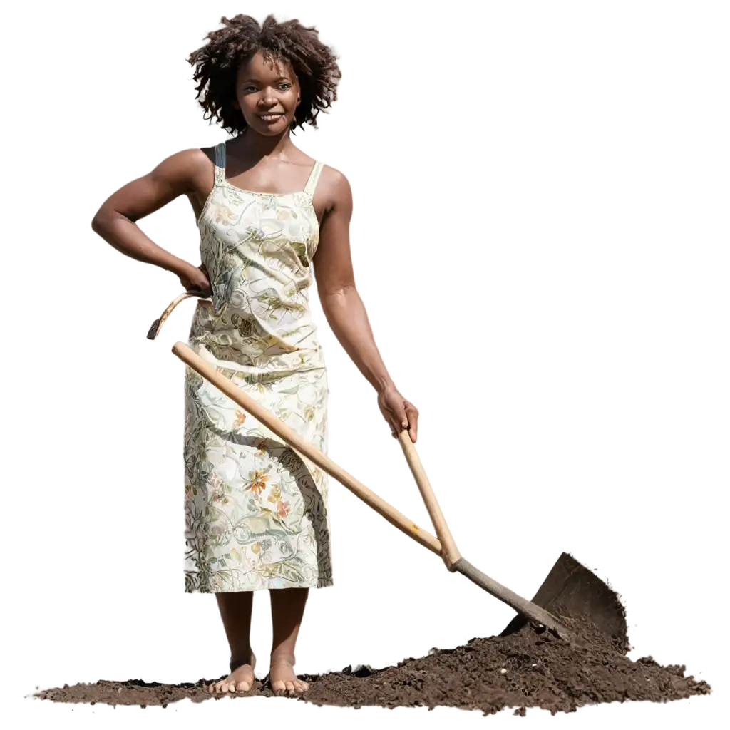 West-African-Black-Woman-Tilling-Soil-in-Farm-HighQuality-PNG-Image-for-Diverse-Applications