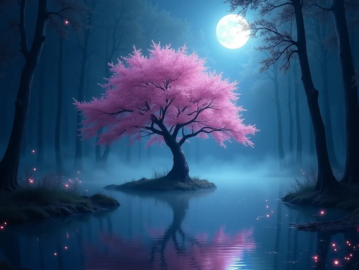 Mystical-Moonlit-Cherry-Blossom-Tree-in-Enchanted-Forest