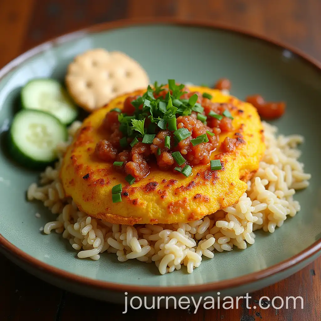 Nasi-with-Lemongrass-Anying-Topping-Crispy-Omelette-Iman-Sambal-and-Pickled-Cucumber