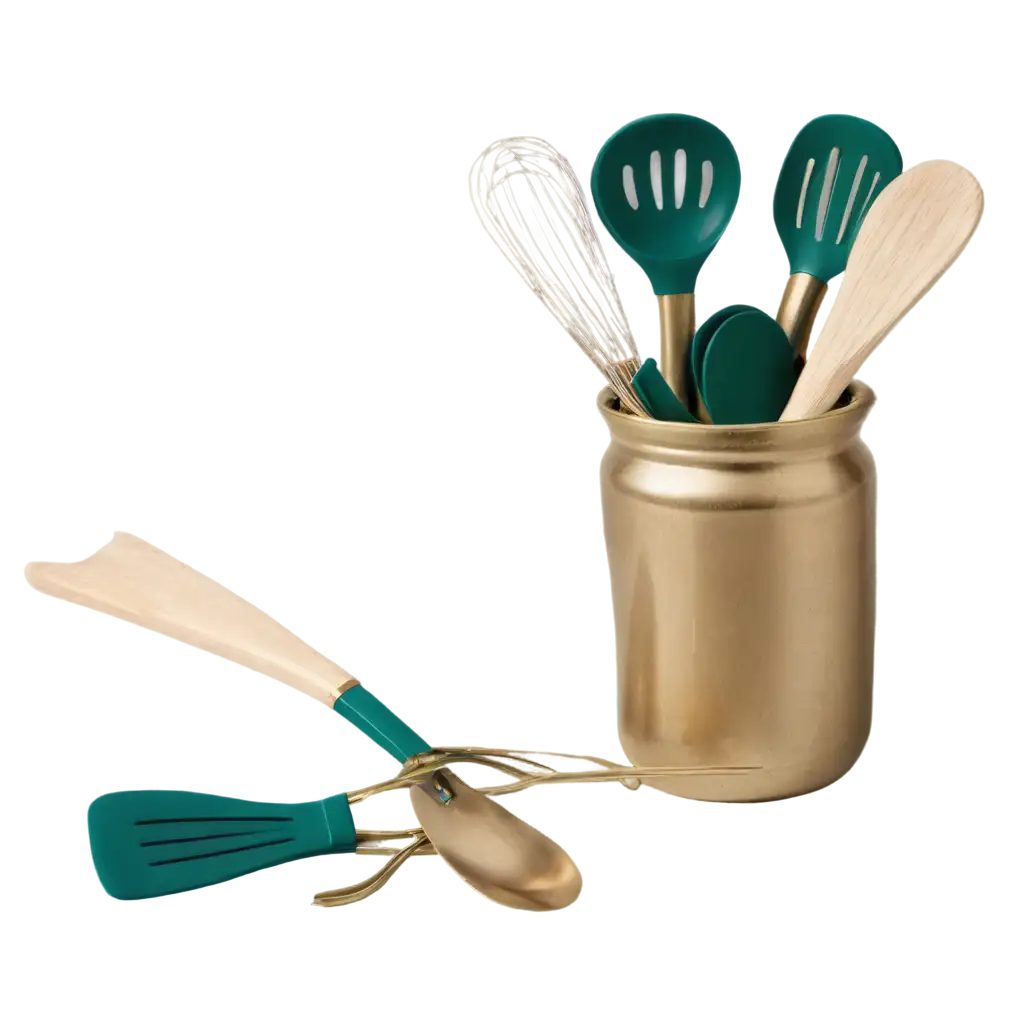 Kitchen-Utensils-in-a-Jar-PNG-Elegant-White-Gold-and-Emerald-Colors-for-Creative-Use