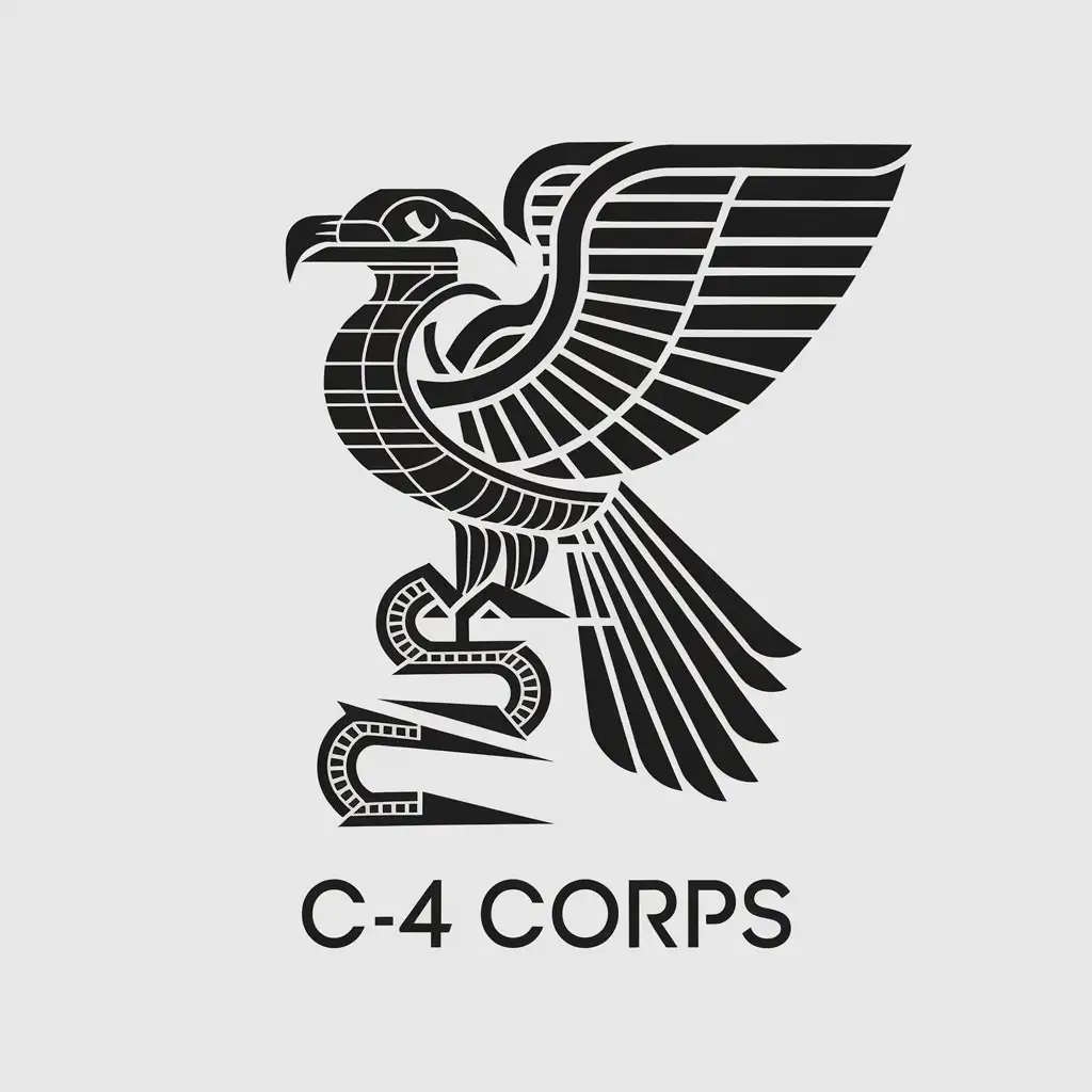 LOGO Design for C4 Corps Occult Thunderbird Emblem in Minimalist Style