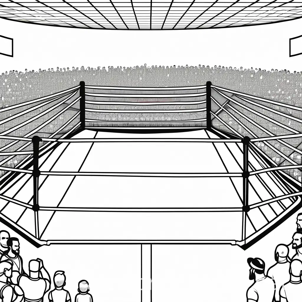 WWE-Wrestling-Ring-with-Cheerful-Crowd-Holding-Signs-Coloring-Page