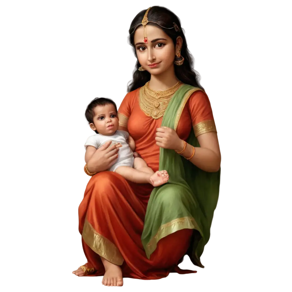 Anjana-Debvi-Holding-Newborn-Hanuman-by-the-Lake-3D-PNG-Image-for-Spiritual-and-Mythological-Art