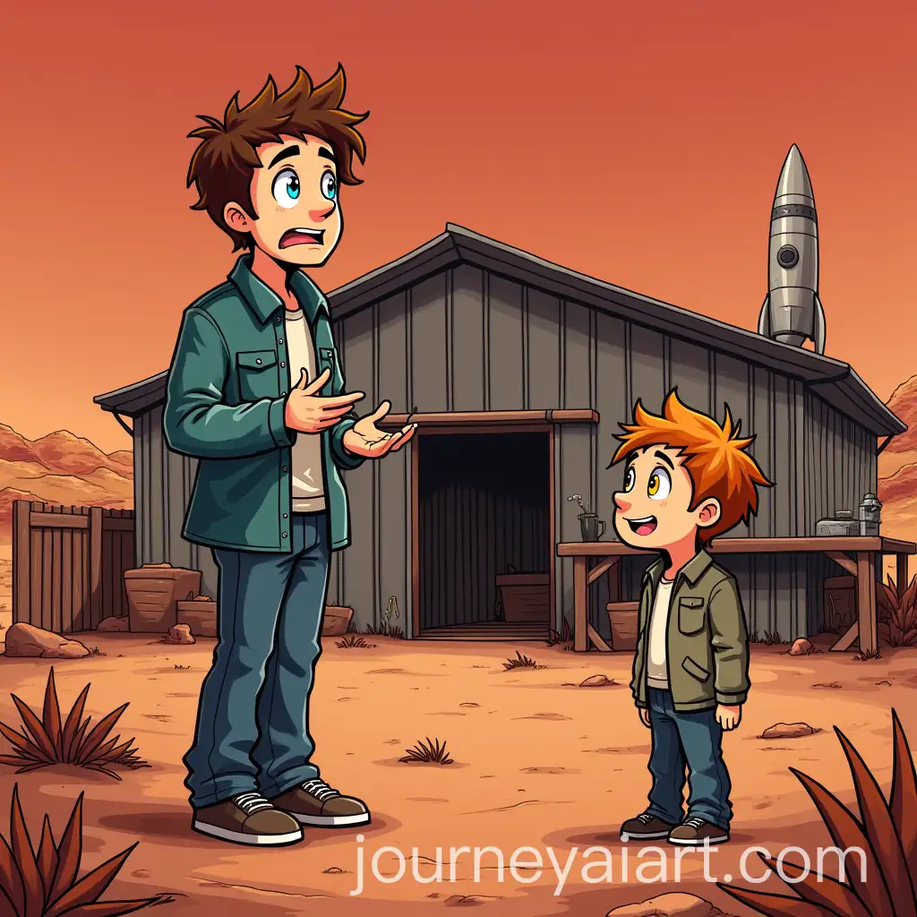 Harry-Bittering-and-Sam-on-Mars-A-Tense-Encounter-in-Front-of-a-Metal-Shop