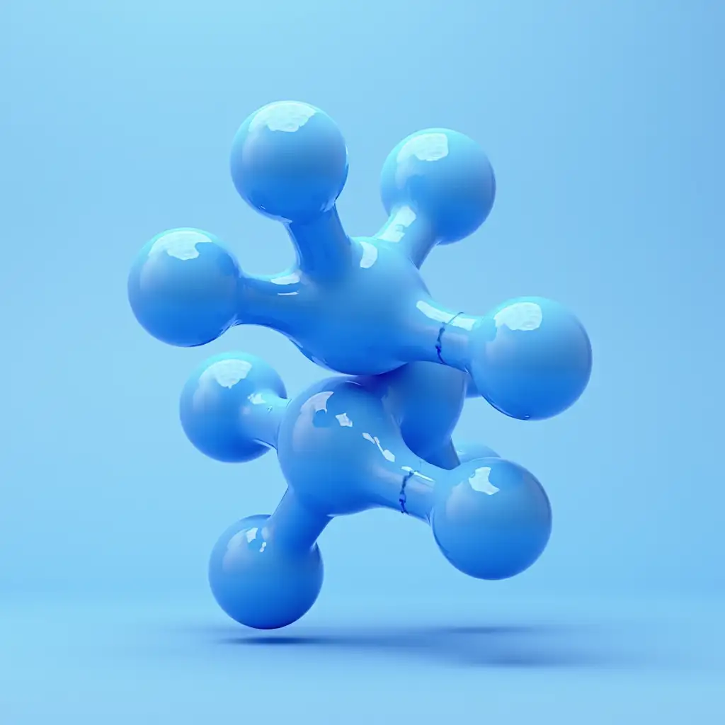 Blue detailed molecule 3d