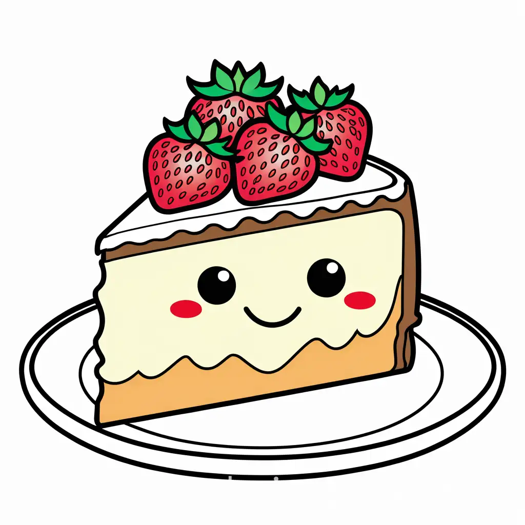 Cheesecake-Coloring-Page-with-Smiling-Face-and-Fresh-Strawberry