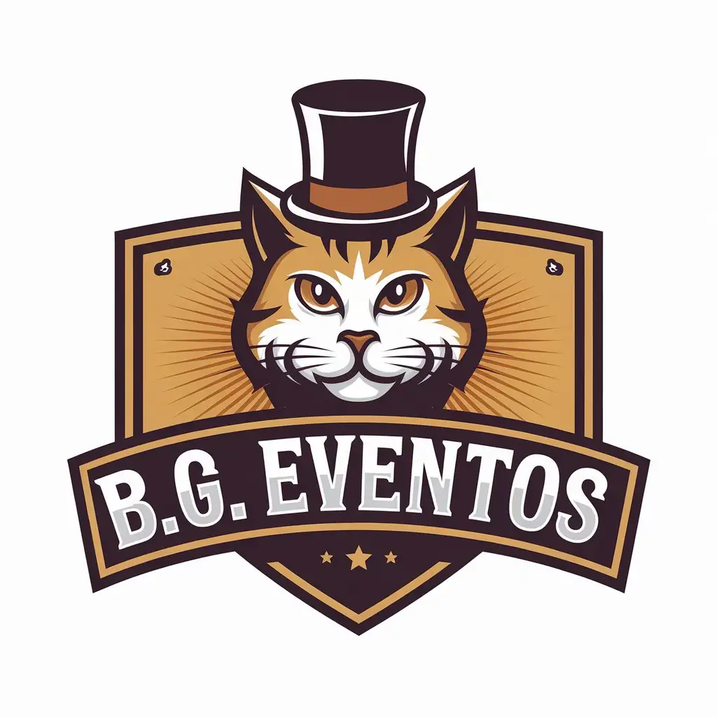 a vector logo design,with the text "B.G. Eventos", main symbol:gato,Moderate,be used in Events industry,clear background