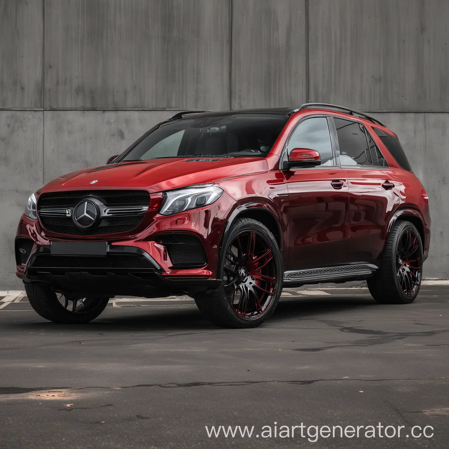 Red-Tinted-Mercedes-GLE-on-Black-Disks