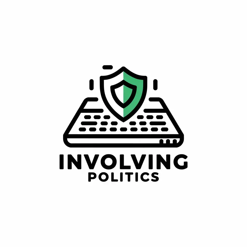 a vector logo design,with the text "involving politics", main symbol:keyboard shield,Moderate,be used in Internet industry,clear background