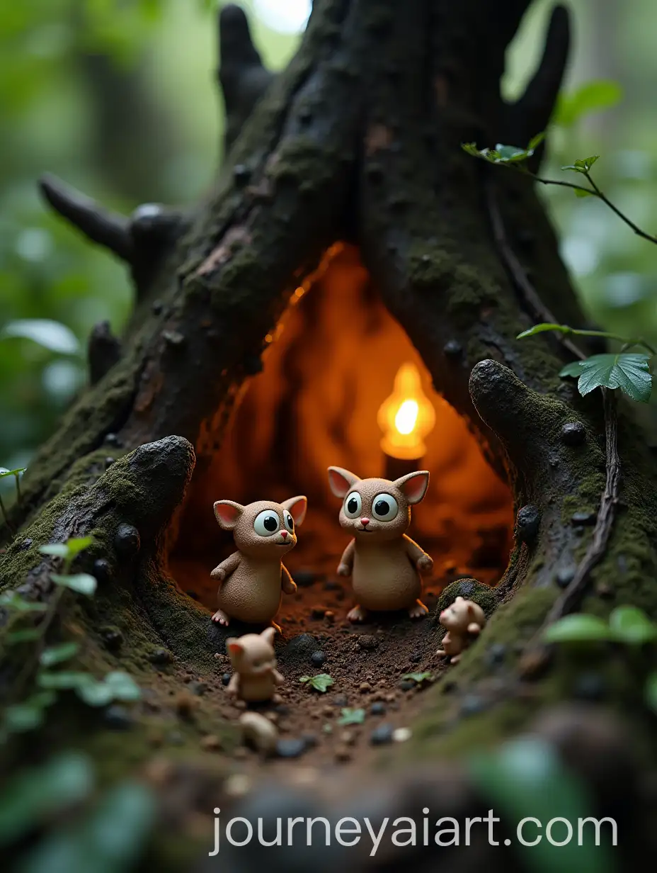 Miniature-Forest-Inside-Hollow-Tree-Trunk-with-Mythological-Javanese-Creatures