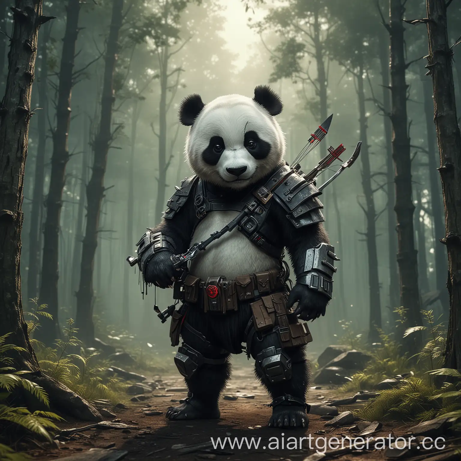 Cyberpunk-Panda-Archer-in-Enchanted-Forest