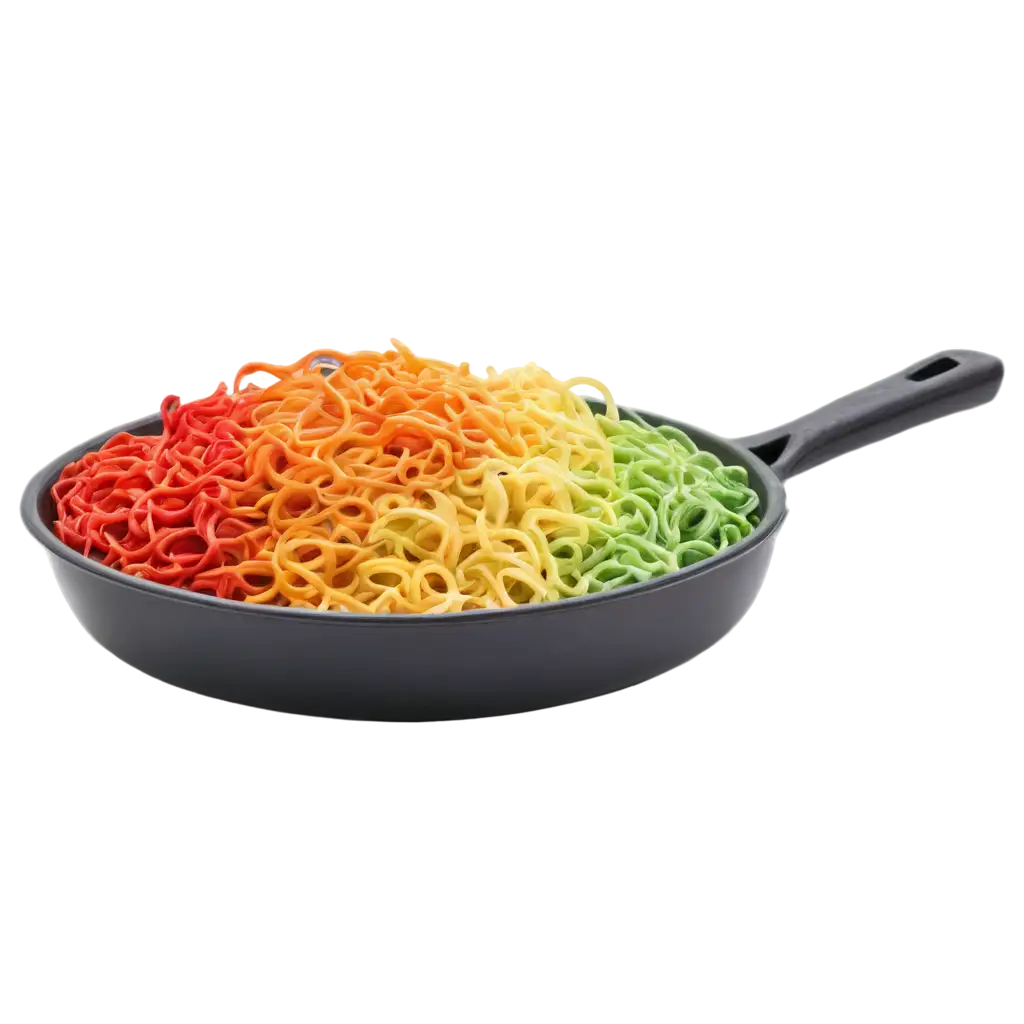 Rainbow-Colored-Noodles-in-a-Pan-PNG-Image-Vibrant-Culinary-Art