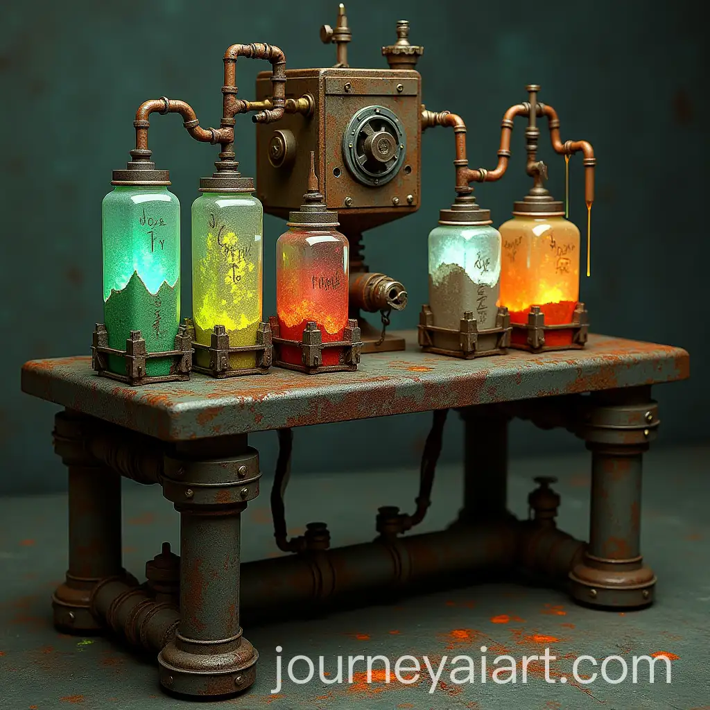 IndustrialStyle-Sewer-Lab-Table-with-Toxic-Antidote-Containers-and-Chaotic-Setup