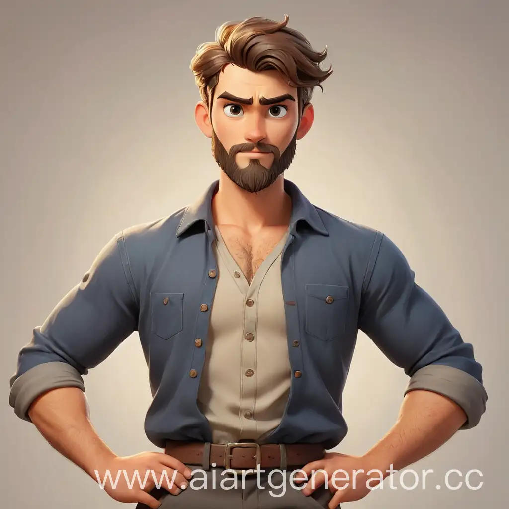 Confident-Handsome-Young-Man-with-Beard-Standing-Proudly