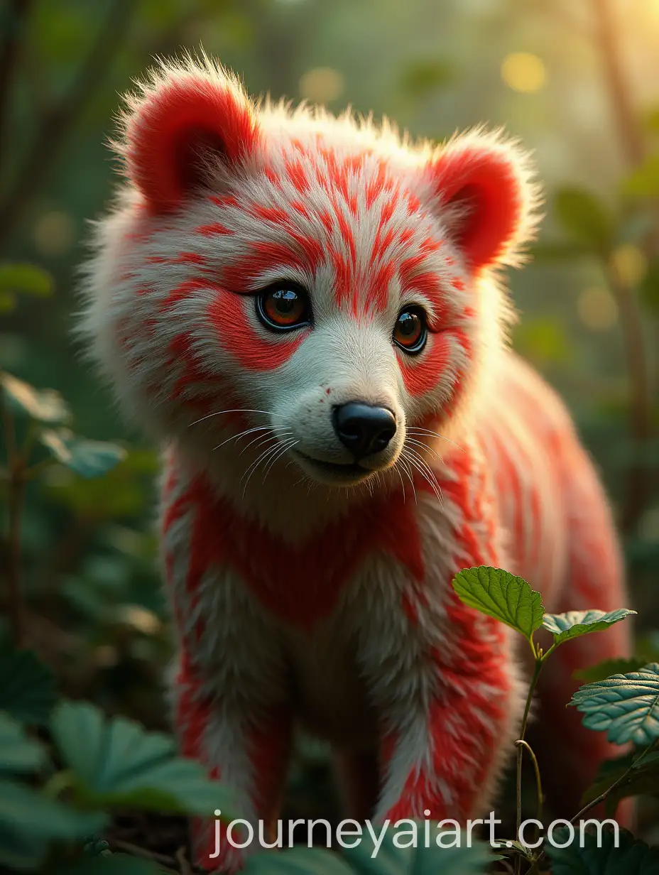 StrawberryRed-LimeGreen-BearMammoth-Human-Hybrid-Portrait-in-Glade