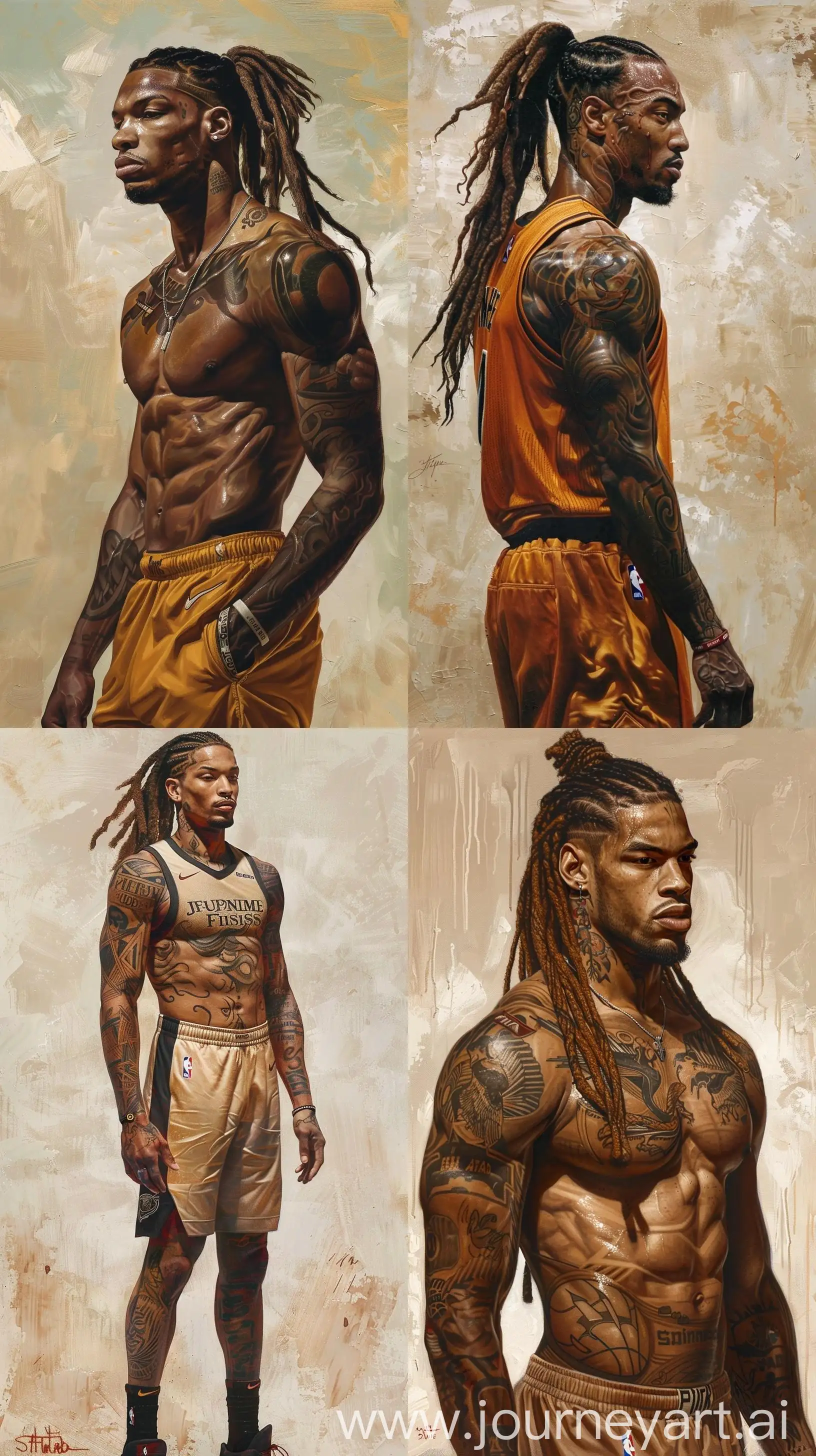 Young-NBA-Player-Jermaine-Fields-in-Surrealistic-Oil-Painting