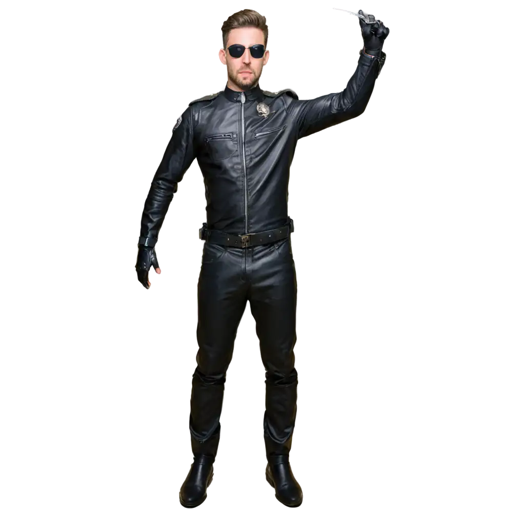 PNG-Image-of-a-Young-Man-in-Leather-Police-Suit-with-Whipping-Action